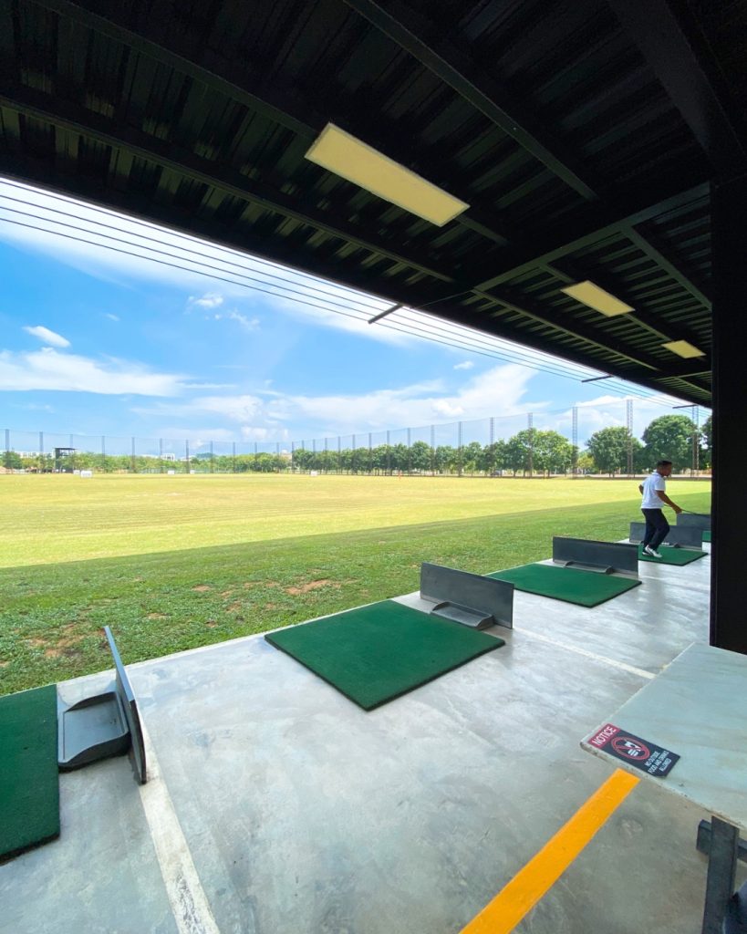 X Park Sendayan Golf Driving Range, green and sunny